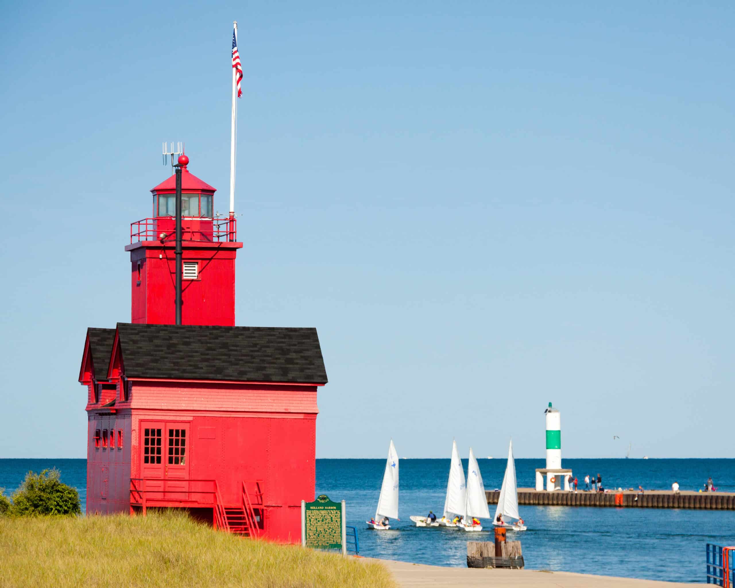 Big Red Lighthouse and Junior Sailing Club, Holland, Michigan Lake Macatawa Homes